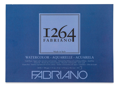 Fabriano 1264 Block Acuarela Dibujo 11x15 In 300 Gsm 30h