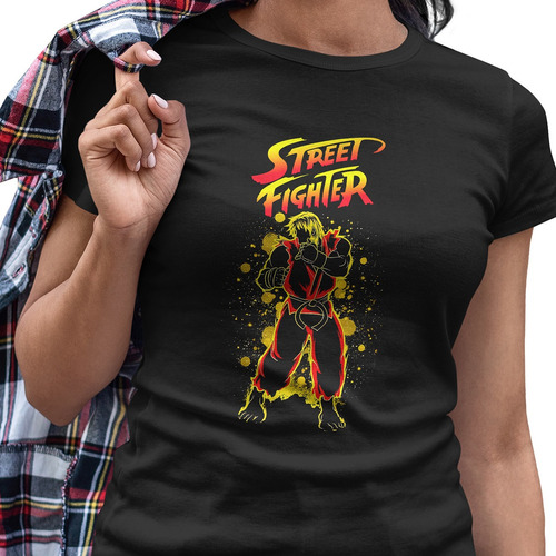 Playera Casual Negra Dama Street Fighter Gamers Videogame