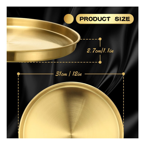 Thenshop 6 Pcs 12 Pulgadas De Oro Redondo Redondo Servicio