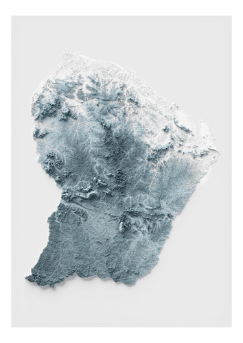 Pôster Mapa De Relevo Da Guiana Francesa - Tamanho A2