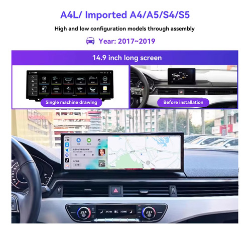 Central Multimidia Android Audi A4 A5 2017-20 B9 8/128gb 15p