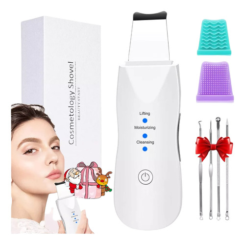 Limpiador Facial Ultrasónico Blanco Con 2 Cepillosde Masaje