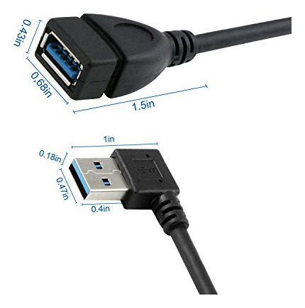 Cable De Extensión Usb 3.0, Ángulo Izquierdo Y Derecho, Mach
