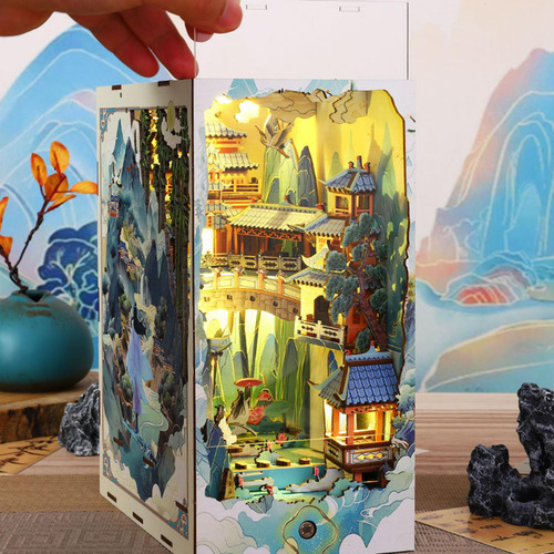 Diy Livro Bookends Kits Estante Inserção Decoração 3d