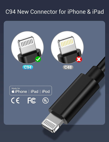 Cable Usb C A Lightning Quntis 3, 1,8 M, Para iPhone 14, Paq