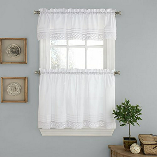 Lorena Home Fashions Crochet Plisado Ventana Tailored Cenefa