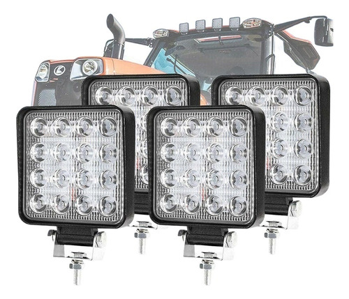 4pcs Luz De Trabajo De Luz Auxiliar Led Coche Cuadrado De