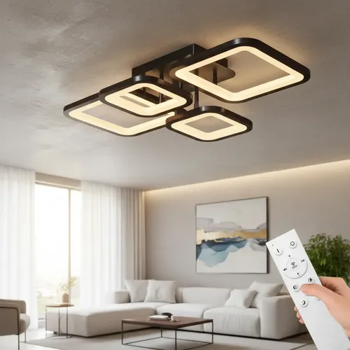 Luminária De Teto Moderna 3cores Lustre Led Para Quarto Sala 110/220v Preto