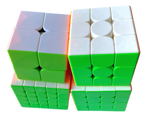 Paquete De 4 Cubos 2x2 3x3 4x4 Y 5x5 Colored Stickerless Colored