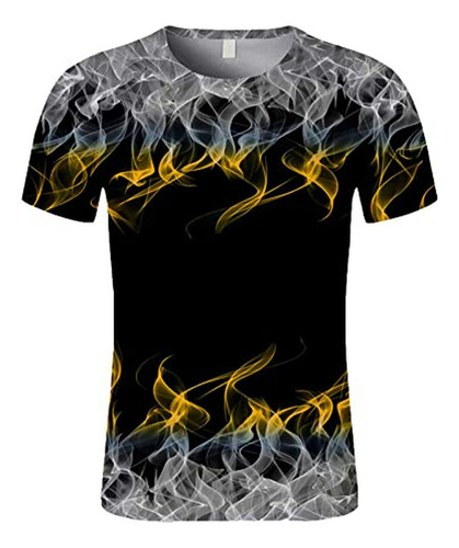Playera Camiseta - Camiseta Con Estampado De Llamas Para Hom