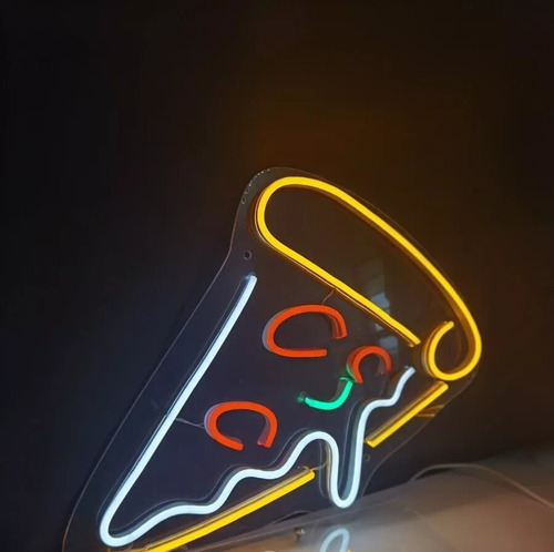 Cartel Porción De Pizza Neon Led Acrilico Transparente