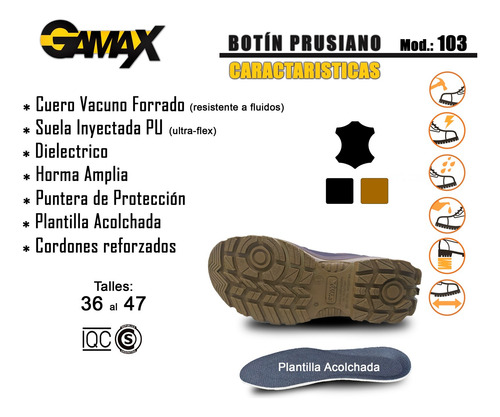 Botín Trabajo, Prusiano, Dieléctrico, Suela Pu - Cuero 100%