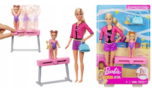 Muñeca Barbie Y Juego Para Entrenador De Gimnasia Oferta Ya