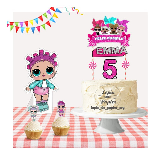Adorno Torta Cake Topper Cumpleaños Deco Lol Surprise Op1 Rosa Chicle Lol Surprise