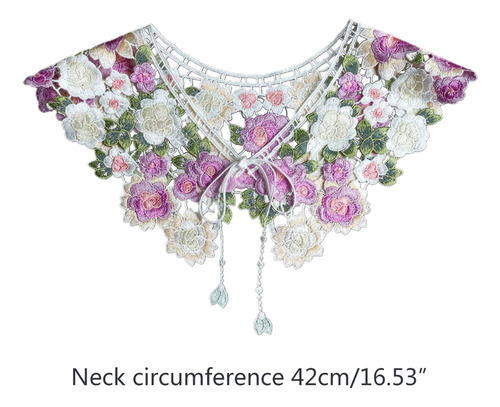 Capelet Floral Bordado De Encaje Con Cuello Falso Desmontabl