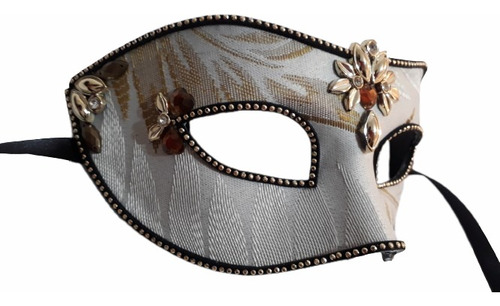 Antifaz Veneciano Máscara Fiesta Modelo Beige Hojas