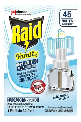 Repelente Raid Eletrico 45 Noites Aparelho+ 01 Refil Kit C/3