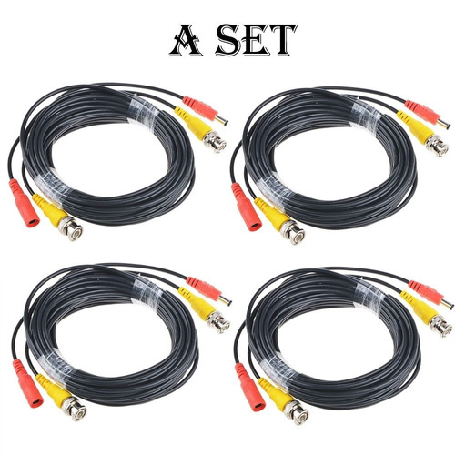 Negro 4 X 50ft Bnc Video Y Conector De Cable De Cable De Pod