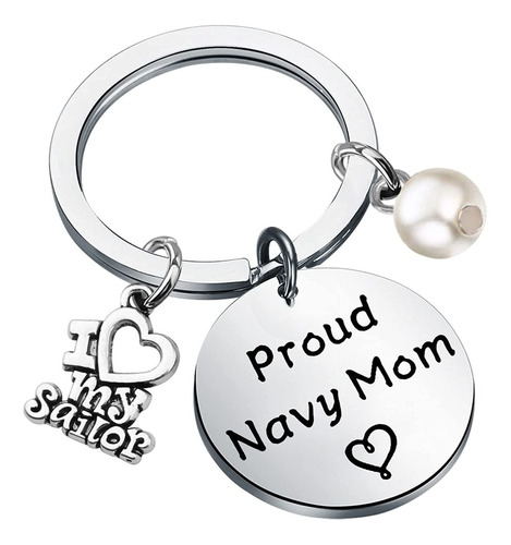 Gzrlyf Navy Mom Llavero I Love My Sailor Orgulloso Navy Mom 