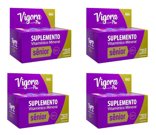 Kit Vigora Plus Sênior 50+ Com 4 Uni De 60 Cápsulas Cada