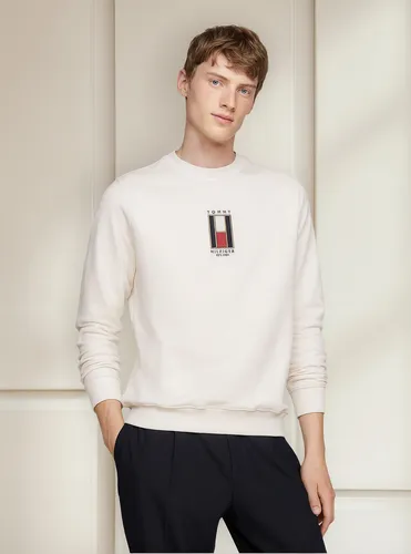 Polerón Con Logo Vertical Bordado Blanco Tommy Hilfiger
