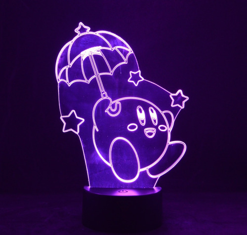 Lámpara 3d App Incluida Kirby Con Paraguas + Pilas