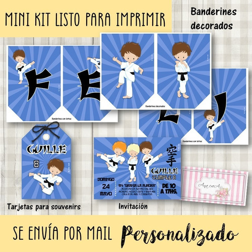 Mini Kit Imprimible Karate Nene Mod.2 Cumple Niño