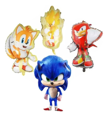 Set Globos Super Sonic Knuckles Tails X4