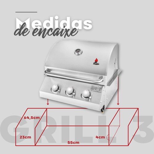 Churrasqueira Chaleur Grill Com 3 Queimadores A Gas De Bancada Embutir Bafo Aço Inox 430 Gás Grande De Espetinho Gourmet Para Frango Americana Churrasco