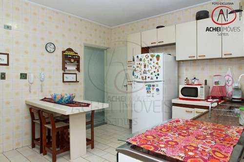 Apartamento À Venda, A 1 Quadra Da Praia Com 3 Dormitórios, 2 Vagas, 132 M² Por R$ 585.000 - José Menino - Santos/sp - Ap10375