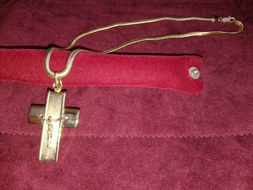 Imagen 7 de 9 de Cadena Baño De Oro 18k Wide Gargantilla Cristo Prenda Collar