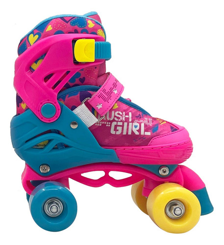 Patines 4 Ruedas Rush Girl Rosado-celeste Ajustable T 30-33