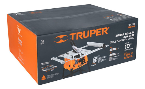 Sierra De Mesa 10' De 1900 W (2-1/2 Hp) Con Base, Truper