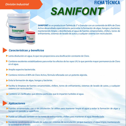 Sanifont En Polvo Para Alberca ( Desinfectante ) 20 Kg Ds Blanco