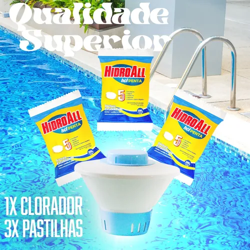 Clorador Flutuante Gerador De Cloro Com 3 Pastilhas Hidroaal 5x1 ...