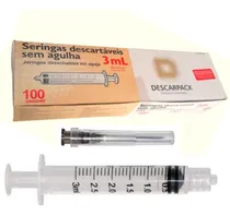 Comprar Seringa 3ml Luer Lock + Agulha 25x7 - Caixa C\u002F 100 Unidades