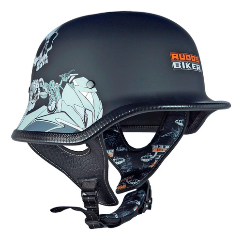 Casco 3/4 Para Moto Certificado Dot Rudos Biker Negro T-l