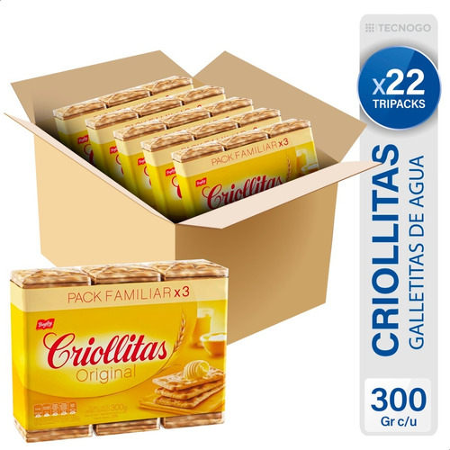 Caja Galletitas Crackers Criollitas Agua Tripack Bagley Pack