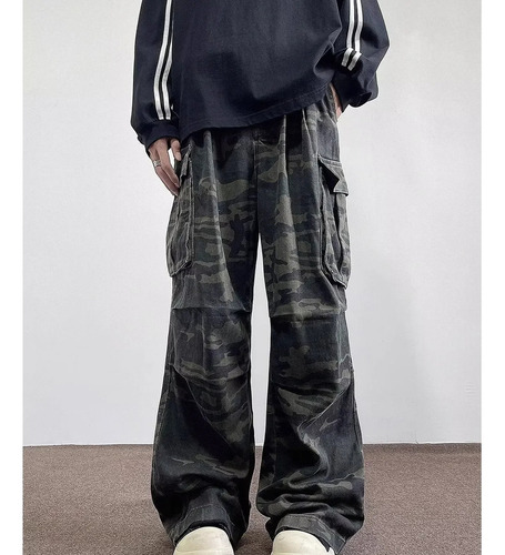 Xt Calça Cargo Camuflada Larga Para Adolescentes E Meninos