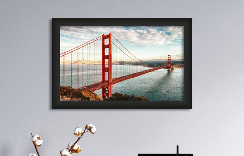 Cuadro Decorativo Golden Gate 62.3 X 40cm Color Multicolor Armazón Negro