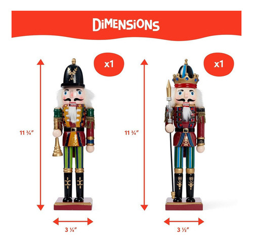 ... . Cascanueces Navideño De Madera De 2 Piezas, 30 Cm