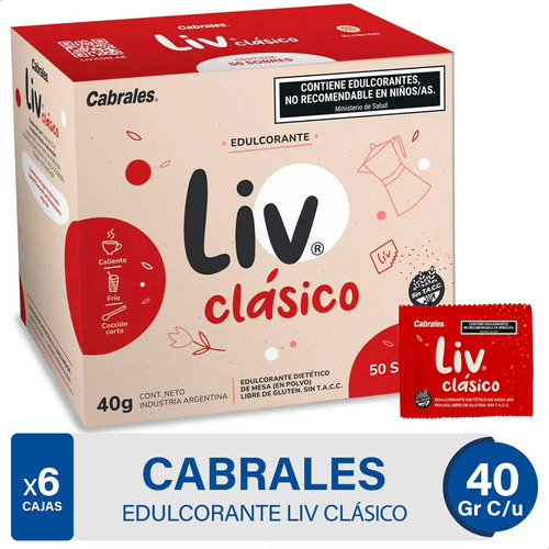 Edulcorante Cabrales X 50 Sobres 40g Pack X6 Cajas