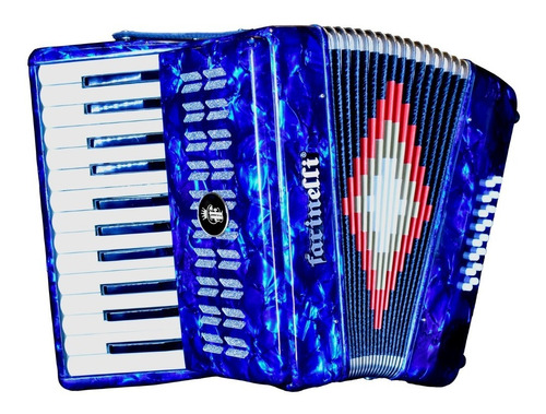 Acordeon Teclas Azul 2516 Estuche Correas Farinelli  25k16ba