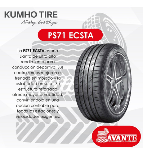 Llanta 215/50r18 Kumho Ps71 Ecsta 92w Blk (2u) W