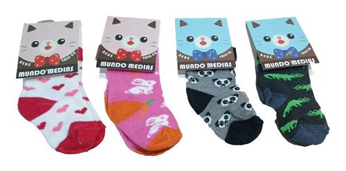 Pack X6 Medias Bebe Estampadas Mundo Medias