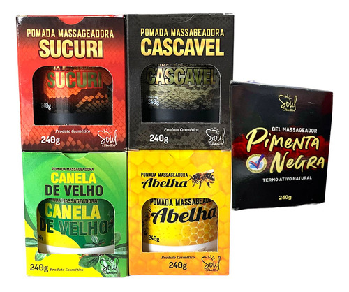 5 Pomada Cascavel Abelha Sucuri Canela D Velho Pimenta Negra