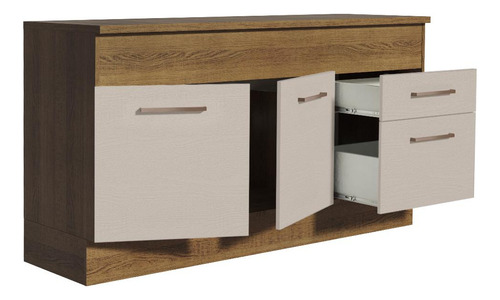 Gabinete Bajo Bufetera Madesa Agata 150cm Con Encimera Mc 03 Color Marrón/Crema