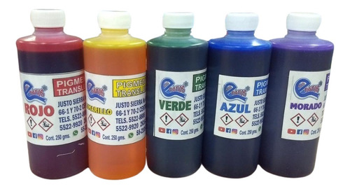 Kit De 5 Pigmentos Translucidos Para Resina (250gr Cada Uno)