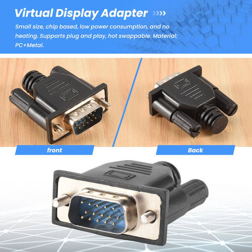 Z Adaptador De Pantalla Vga Macho Con Enchufe Ficticio Edid