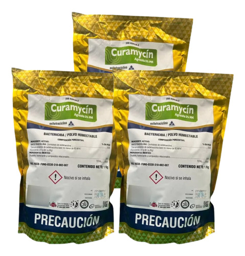 Antibiótico Curamycín Agrícola 5% Ph - Pack 3 X 1 Kg Polvo